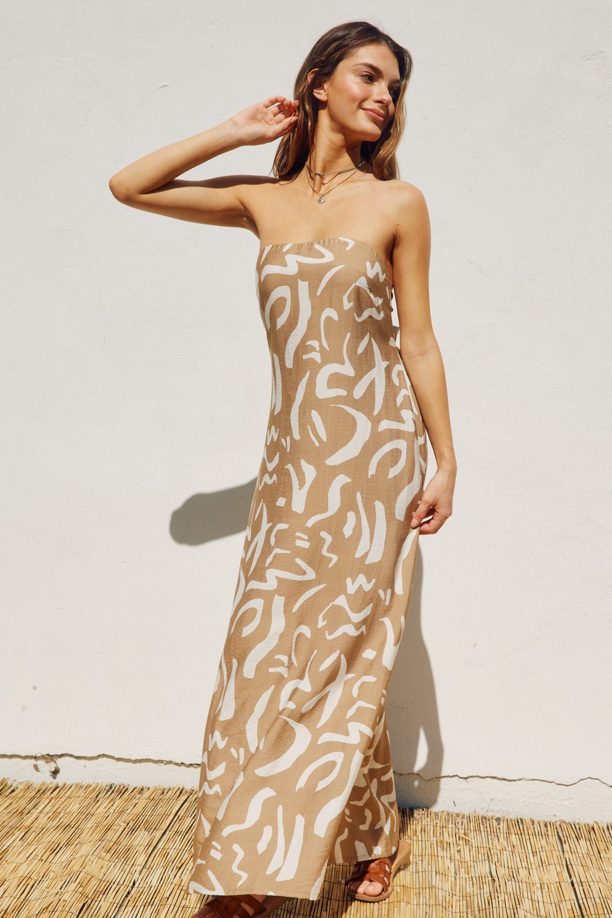 strapless tie front dress Strapless Tie Back Maxi Dress