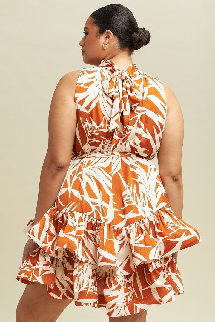 PLUS 2TONE FLARE DRESS