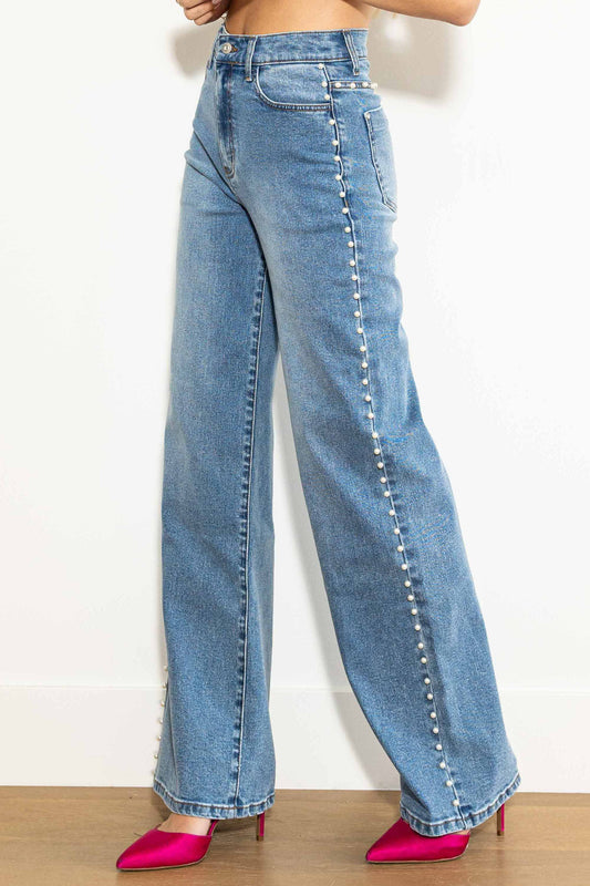 Pearl Stud High Rise Jeans